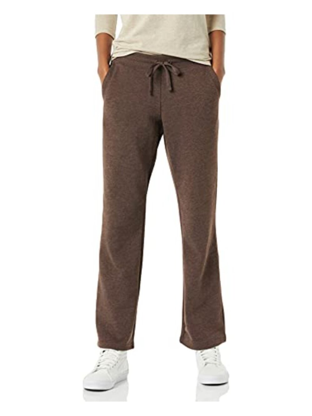 Fleece Straight Leg Sweatpants Mid Rise Pull-On Drawstring Comfy Lounge